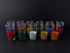 Trinkgläser Glas 11 Stück kariert 60-70er Jahre Mid Century farbig