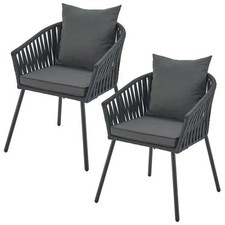 Gartenstühle Stuhl 2er Set Seilgeflecht Outdoor Sessel Dunkelgrau B-WARE