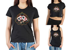 Damen Pokerkarten T-Shirt - Casino Top Damen - Poker Skat Zocker Damenshirt