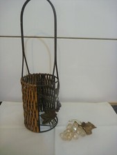 Weinflaschenhalter, Ständer, Flaschenhalter, Traube, Korbgeflecht/Kupfer Vintage