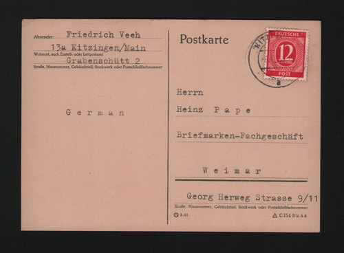 Kitzingen postkarte 1946 - kitzingen,,