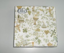 2 Pg (40 St.) Servietten Keuz Buch Kleeblatt Kelch Kommunion Konfirmation Taufe