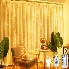 Lichtervorhang, 2m x 2m 200 LED Lichterketten Vorhang Innen, 8 Modi Weihnachten