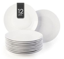 Speiseteller 12er Set Flachteller Essteller Flach Porzellan Weiß Rund 27 cm