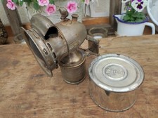 Antike Fahrrad Karbidlampe Mit Original Carbid Pressco Waffenrad Abgedunkelt 