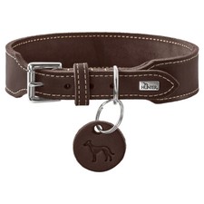Hunter Halsband Aalborg extra-breit dunkelbraun für Hunde - Softleder Qualität