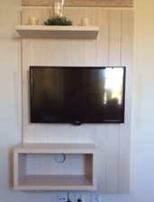 90 x 150 cm, großes Wandpanel hochwertige Mediawand in Eiche Sonoma (Old White)