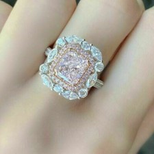 3 Kt Rosa Radiant Diamant Halo