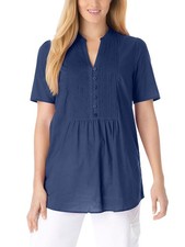 Big-Size Kurzarm Tunika Bluse