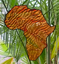 Bleiverglasung Fensterbild Suncatcher "Afrika- Kontinent" in Tiffany