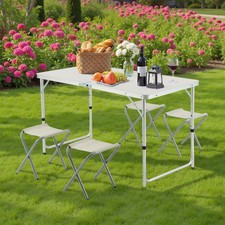 Campingtisch klappbar Koffertisch Klapptisch mit 4 Klappstuhl Sitzgruppe Outdoor