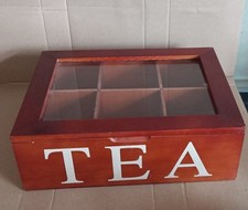 Aufbewahrungsbox im Vintage Design für Tee und Teebeutel, Teebox aus Holz
