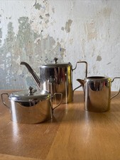 Bauhaus WMF Kaffeekern Zinn verchromt Straussenmarke 1920 Art Deco Rattangriff