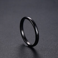 Schmaler Damen Ring Wolfram Carbid Tungsten 51 - 65 schwarz poliert