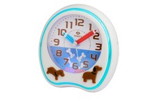 Kinderwecker ohne Ticken weiss Hund Motiv Lernwecker Geschenk Einschulung
