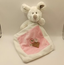 Nicotoy Hund mit Schmusetuch Decke weiß Rosa Kuscheltuch TOP