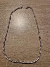 QVC DQCZ Diamonique 925 Sterling Silber Wasserstraße Tennis Silber Halskette CZ 18"