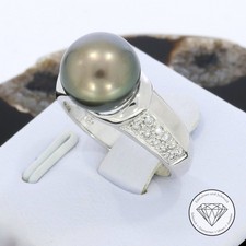 Wert 3.450,- Tahiti Perlen Brillant Ring 750 / 18 Karat Weißgold Gr. 52 xxyy