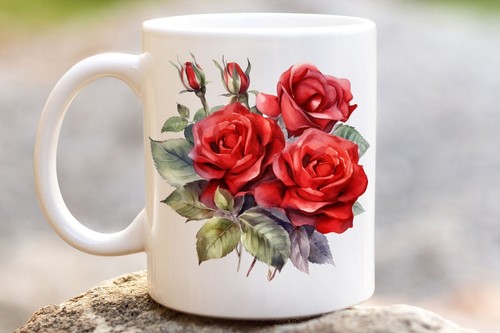 Aquarell rote rose tasse - rote,