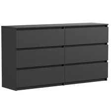 Schubladenschrank Kommode 119x77x34 cm, schwarz matt, geräumig, einfache Montage