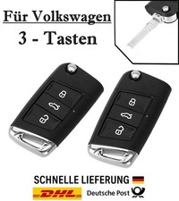 2x Ersatz Klappschlüssel Gehäuse für VW 3-Tasten PKW Fernbedienung KS56 - HU66