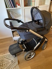 Mutsy EVO Kinderwagen, blau, mit Geschwisterbrett, Regenschutz und Adapter