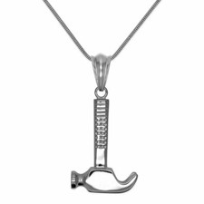 Kettenanhänger Zimmermannshammer Kette Edelstahl silbern Werkzeug Lattenhammer 