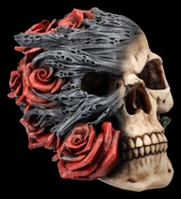 Totenkopf Figur – Wind der dunklen Seelen – Rosen Deko – Gothic Skull Fantasy