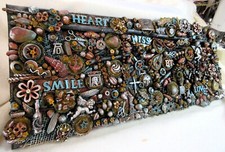 3D Kunstbild, Wimmelbild, Assemblage, Mixed Media, Handarbeit, 50 cm breit