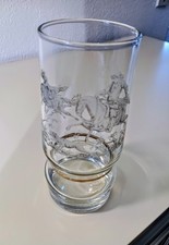 Glas mit Jagdszene Jagdmotiv, Reiter mit Hundemeute, Wasserglas Saftglas 13,8 cm