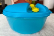 Tupperware Salat&Go,Clarissa-Schüssel 1,5L Haubendeckel+Besteck,hellblau-grün,ge