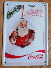 Blechschild Coca Cola Retro ca. 1990 CHRISTMAS TIME Weihnachten Nikolaus 15x21cm
