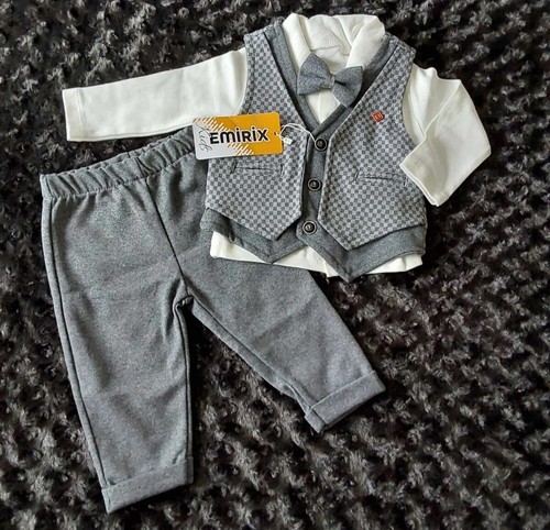 Baby anzug jungen grau kariert - grau,
