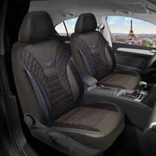 Schonbezüge Sitzbezüge für Dacia Duster 2. Gen. Bj ab 2018 in Schwarz/Blaue Naht