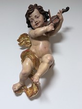 Großer Engel *Putto* Holz Geschnitzt Handbemalt Ca. 60 Cm Lang