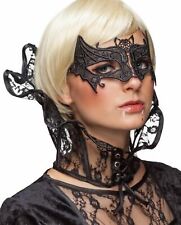 Gothic Halloween Magie Fledermaus Vampir Spitzen Stehkragen schwarz