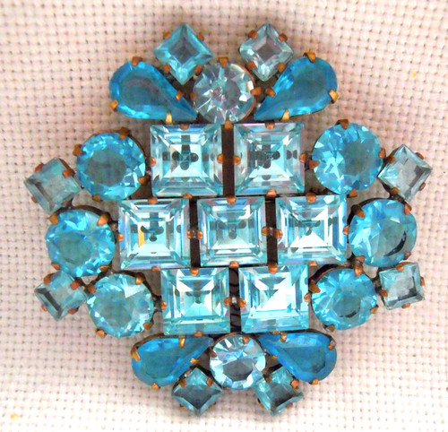 Strass brosche blau - brosche,