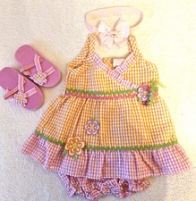 Mädchen Kleid mit Höschen, Stirnband und Schühchen 4teilig Gr 68 Neu mit Etikett