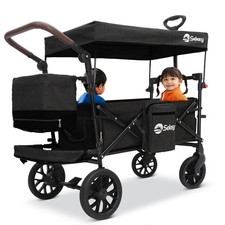 Bollerwagen Faltbar mit Dach Handwagen Kinder Transportwagen Zieh-/Schiebgriff