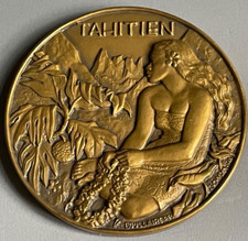 Art deco Bronze Medaille Messageries Maritimes Tahitien Raymond Tschudin 1953