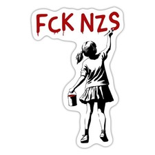 FCK NZS Mädchen Gegen Rassismus Banksy Art Aufkleber Sticker, max. 10 x 10 cm