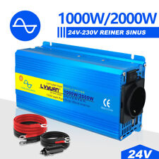  1000W 2000W Reiner Sinus Spannungswandler 24V auf 230V Wechselrichter 2USB 