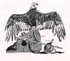 Geier - Jugendstil Moderne Kunst Grafik - Hans Schulze Berlin - 1911 ~20x18cm