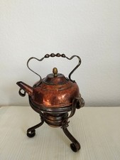 Kupfer-Teekanne/Teekessel mit Stövchen und Halterung
