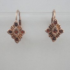 Granat Schmuck Ohrringe Bouton Vintage Retro Sterling Silber 925/- vergoldet