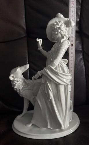 Porzellan figur dame - mit, hund
