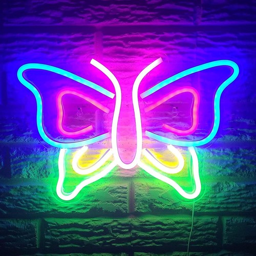 Neon led licht schmetterling - neon,
