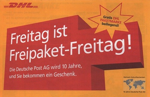 Dhl freipaketmarke ungebr - dhl,