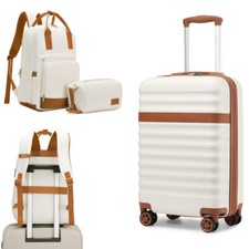 2-teiliges Reiseset Hartschalen-Trolley-Koffer 4 Rader Handgepäck + Rucksack