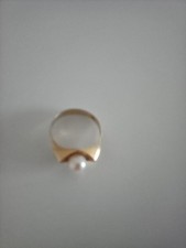 585 Gold Ring -  14K Gelbgold mit Perle -  3  g  - 2,4 cm  Durchm.